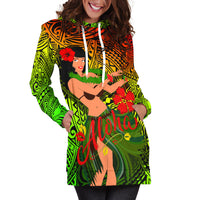 (Custom Personalised) Hawaii Hula Girl Reggae Hoodie Dress - LT2 - Polynesian Pride