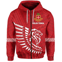 Lion Kolisi Tonga Zip Hoodie Polynesian Unisex Red - Polynesian Pride