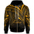 Kiribati Zip Hoodie Gold Color Cross Style Unisex Black - Polynesian Pride