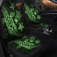 Kanaka Map Hibiscus Plumeria Turtle Art Green Polynesian Car Seat Covers - AH - Polynesian Pride
