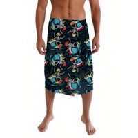 Hawaii Skeleton Surf Lavalava Halloween Hawaiian Tribal LT13 Black - Polynesian Pride