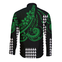 Kakau Hawaiian Polynesian Couples Matching Outfits Long Sleeve Dress And Long Sleeve Button Shirt Green LT6 - Polynesian Pride