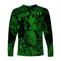 (Custom Personalised) Hawaii Pineapple Polynesian Long Sleeve Shirt Unique Style - Green LT8 - Polynesian Pride