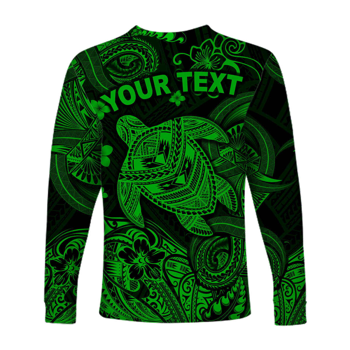 (Custom Personalised) Hawaii Turtle Polynesian Long Sleeve Shirt Plumeria Flower Unique Style - Green LT8 - Polynesian Pride