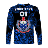 (Custom Personalised) Samoa Manu Long Sleeve Shirt Rugby Unique Style - Black LT8 - Polynesian Pride