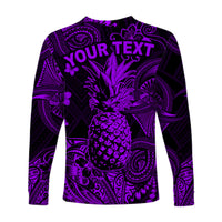 (Custom Personalised) Hawaii Pineapple Polynesian Long Sleeve Shirt Unique Style - Purple LT8 - Polynesian Pride