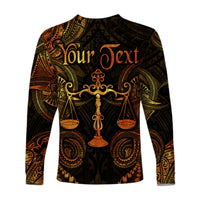 (Custom Personalised) Libra Zodiac Polynesian Long Sleeve Shirt Unique Style - Gold LT8 - Polynesian Pride