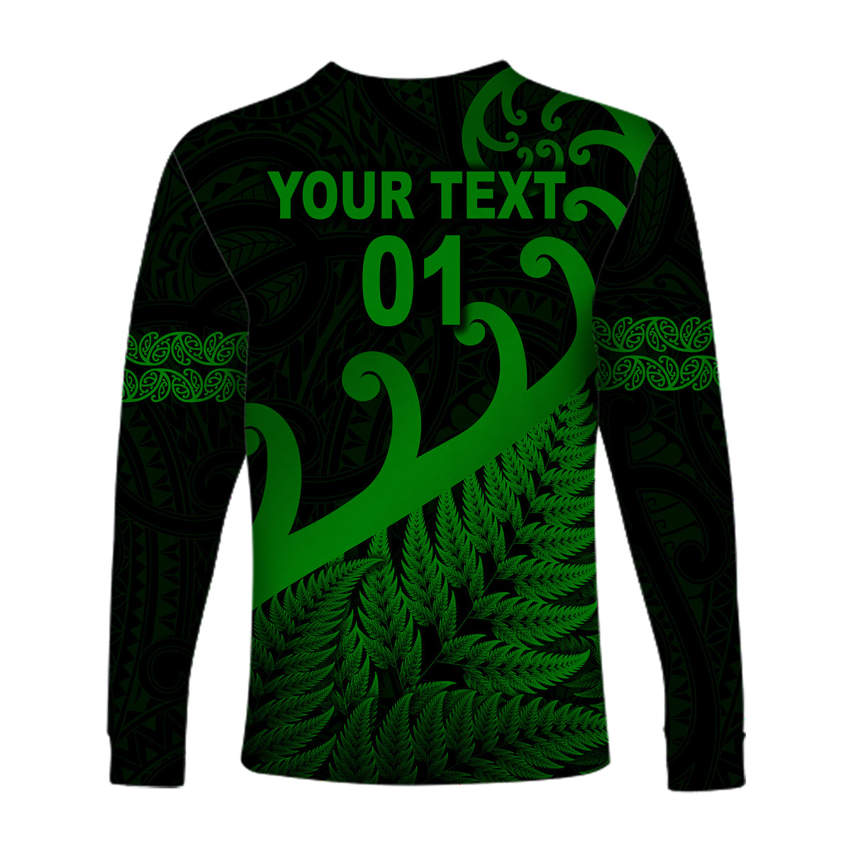 (Custom Personalised) New Zealand Rugby Maori Long Sleeve Shirt Silver Fern Koru Vibes - Green LT8 - Polynesian Pride
