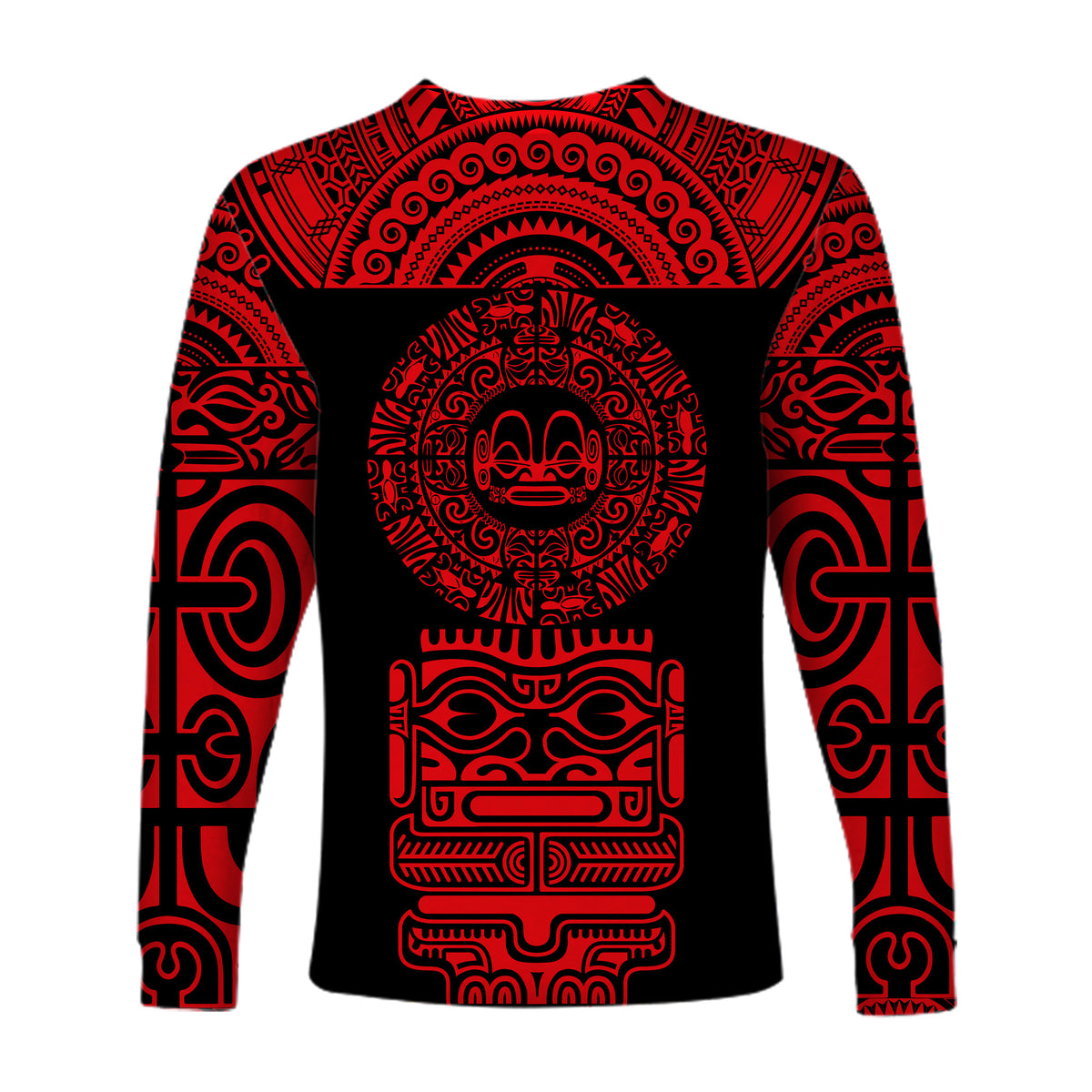 Marquesas Islands Long Sleeve Shirt Marquesan Tattoo Simplified Version - Red LT8 - Polynesian Pride