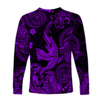 Hawaii Angry Shark Polynesian Long Sleeve Shirt Unique Style - Purple LT8 - Polynesian Pride