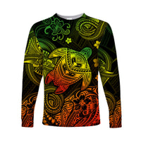 (Custom Personalised) Hawaii Turtle Polynesian Long Sleeve Shirt Plumeria Flower Unique Style - Reggae LT8 Unisex Reggae - Polynesian Pride