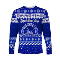(Custom Personalised) Tapunisiliva College Christmas Long Sleeve Shirt Simple Style LT8 Unisex Blue - Polynesian Pride