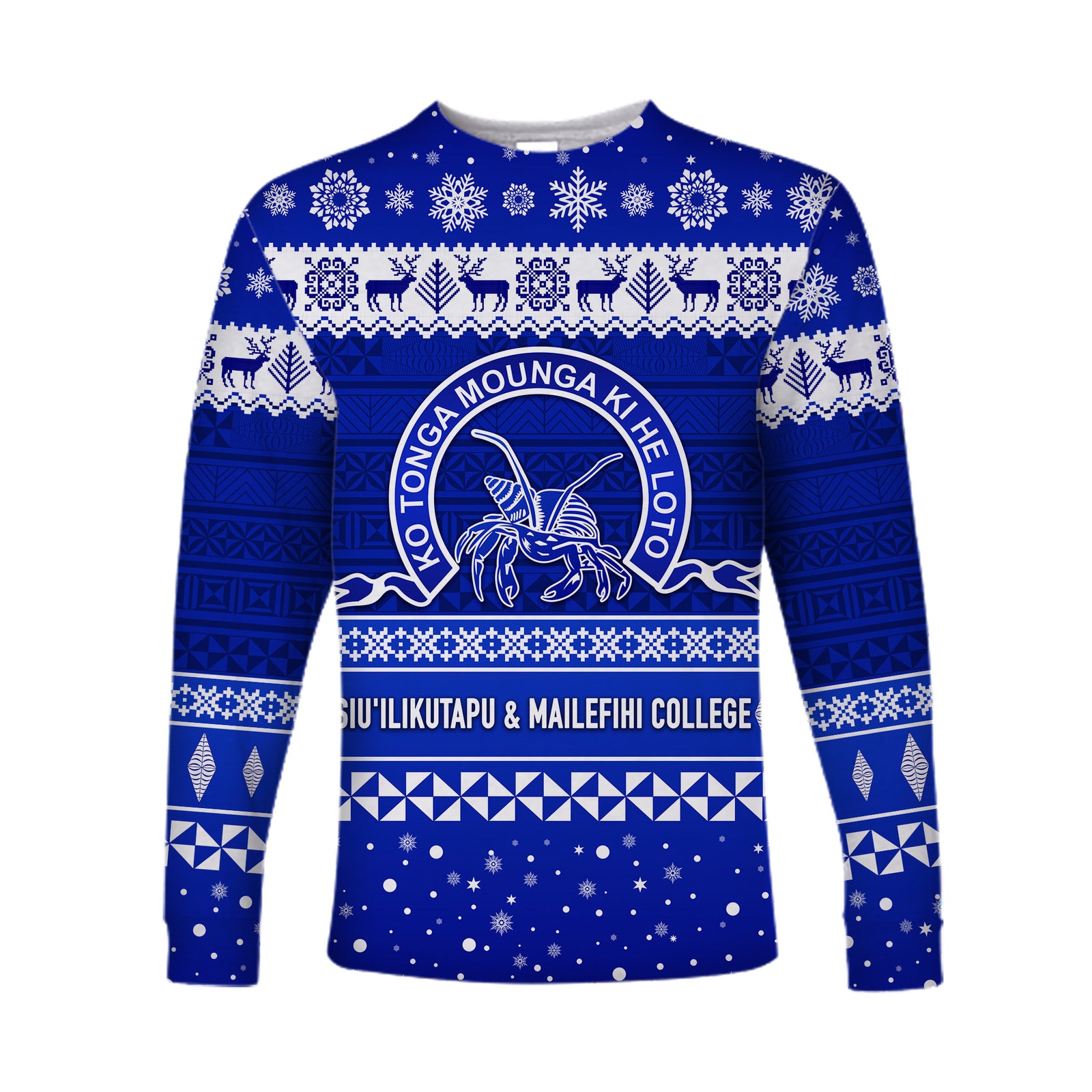 Siu'ilikutapu & Mailefihi College Christmas Long Sleeve Shirt Simple Style LT8 Unisex Blue - Polynesian Pride