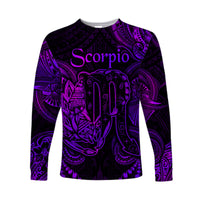 (Custom Personalised) Scorpio Zodiac Polynesian Long Sleeve Shirt Unique Style - Purple LT8 Unisex Purple - Polynesian Pride