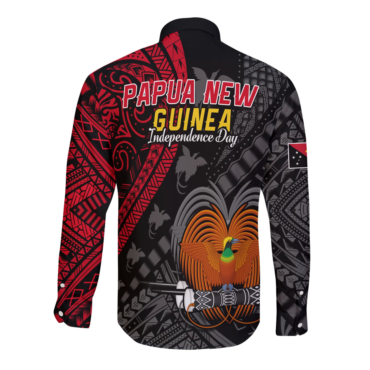 Papua New Guinea Long Sleeve Button Shirt Raggiana Birds Of Paradise Happy 47th Independence Day LT13 - Polynesian Pride