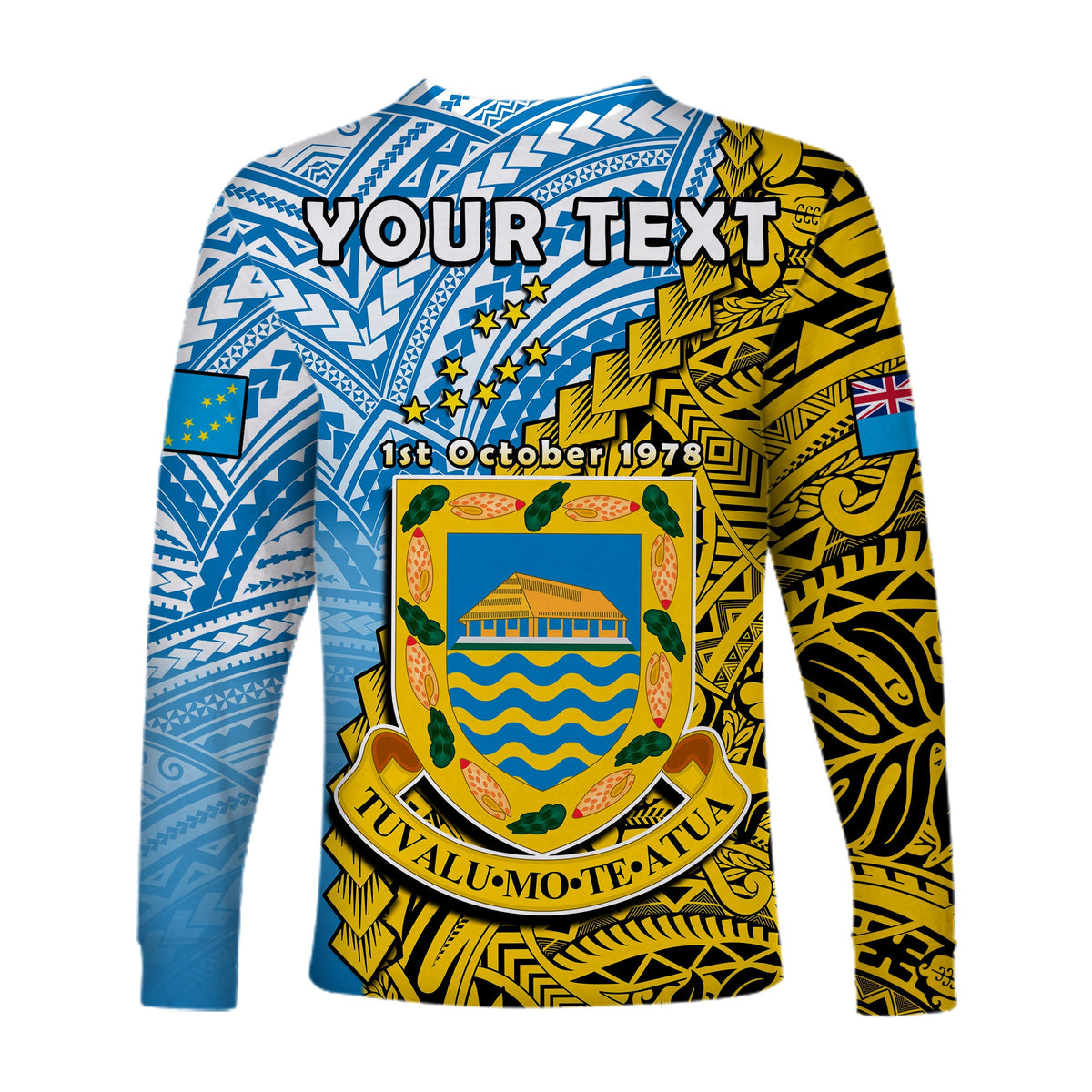 (Custom Personalised) Tuvalu 1978 Long Sleeve Shirt Happy 44th Independence Anniversary Polynesian Pattern LT14 - Polynesian Pride