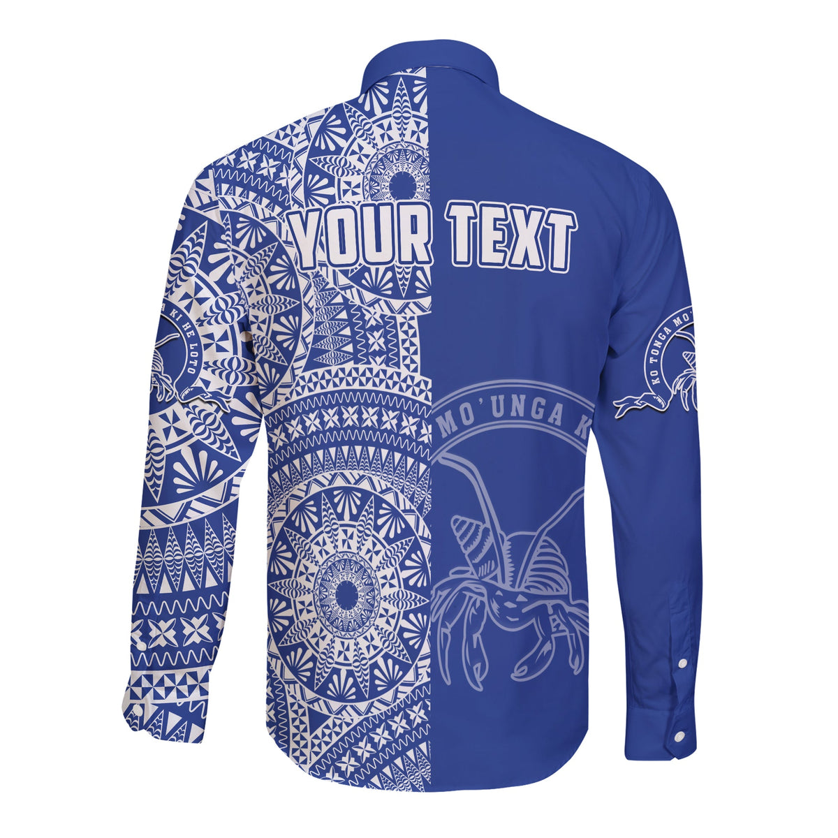 (Custom Personalised) Tupou Tonga College Long Sleeve Button Shirt Tongan Ngatu Pattern LT14 - Polynesian Pride