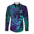 (Custom Personalised) Polynesian Long Sleeve Button Shirt Purple Paradise Hawaiian Tribal Hammerhead Shark LT14 - Polynesian Pride