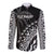 (Custom Text And Number) Fiji Rugby Long Sleeve Button Shirt Fijian Cibi Dance Tapa Pattern Black LT14 - Polynesian Pride