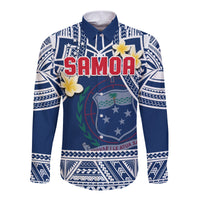(Custom Personalised) Samoa Long Sleeve Shirt Samoan Plumeria Flowers Mix Polynesian Pattern LT14 - Polynesian Pride