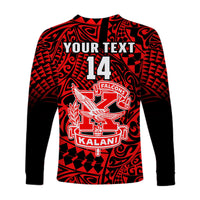 (Custom Text And Number) Hawaii Long Sleeve Shirt Kalani High School Tribal Kakau LT14 - Polynesian Pride