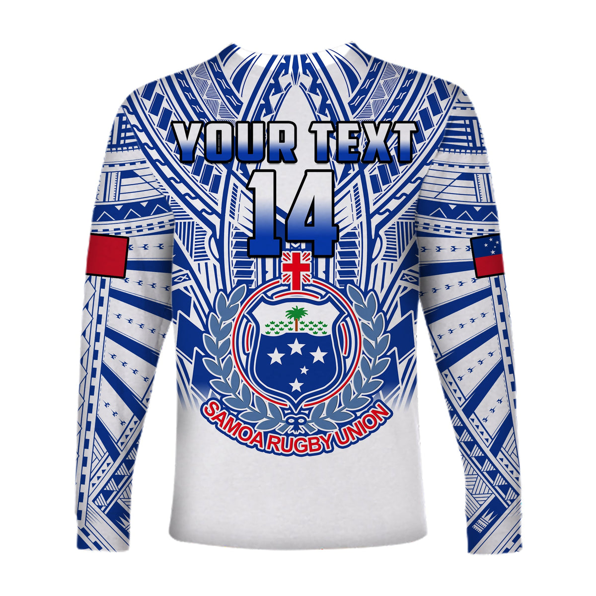 (Custom Text And Number) Samoa Rugby Long Sleeve Shirt Manu Samoa 7s Ginger White Polynesian LT14 - Polynesian Pride