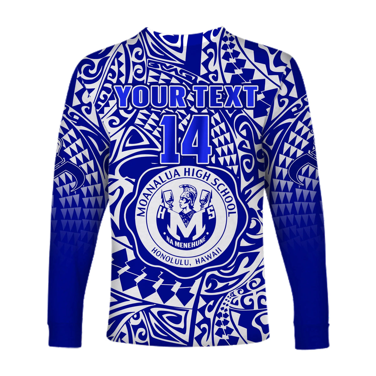 (Custom Text And Number) Hawaii Long Sleeve Shirt Moanalua High School Tribal Kakau LT14 - Polynesian Pride