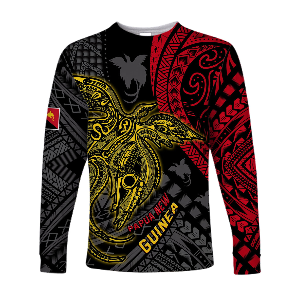 (Custom Text and Number) Papua New Guinea Long Sleeve Shirt Raggiana Birds Of Paradise Happy 47th Independence Day LT13 - Polynesian Pride