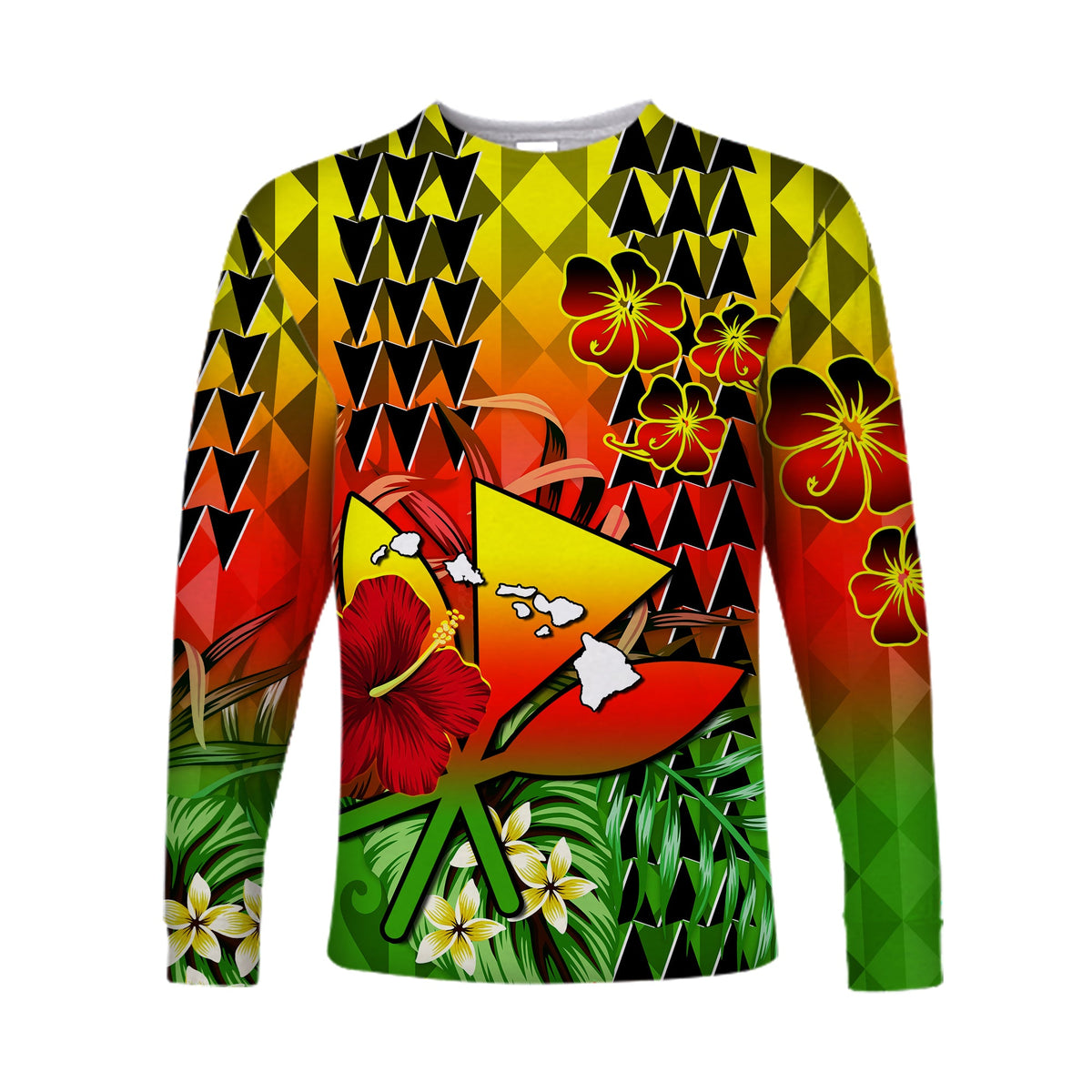 (Custom Personalised) Hawaii Flowers Long Sleeve Shirt Color Tribal Pattern Hawaiian LT13 - Polynesian Pride