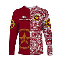 (Custom Personalised) Tonga Eua High School Long Sleeve Shirt Tongan Ngatu Pattern LT14 - Polynesian Pride