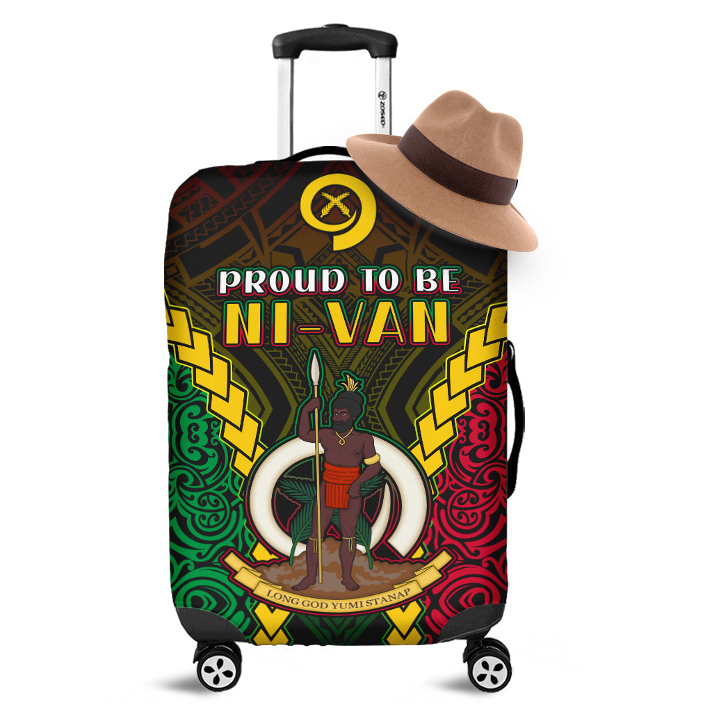 Vanuatu Indigenous Luggage Covers Proud To Be Ni - Vanuatu Polynesian Pattern LT13 Black - Polynesian Pride