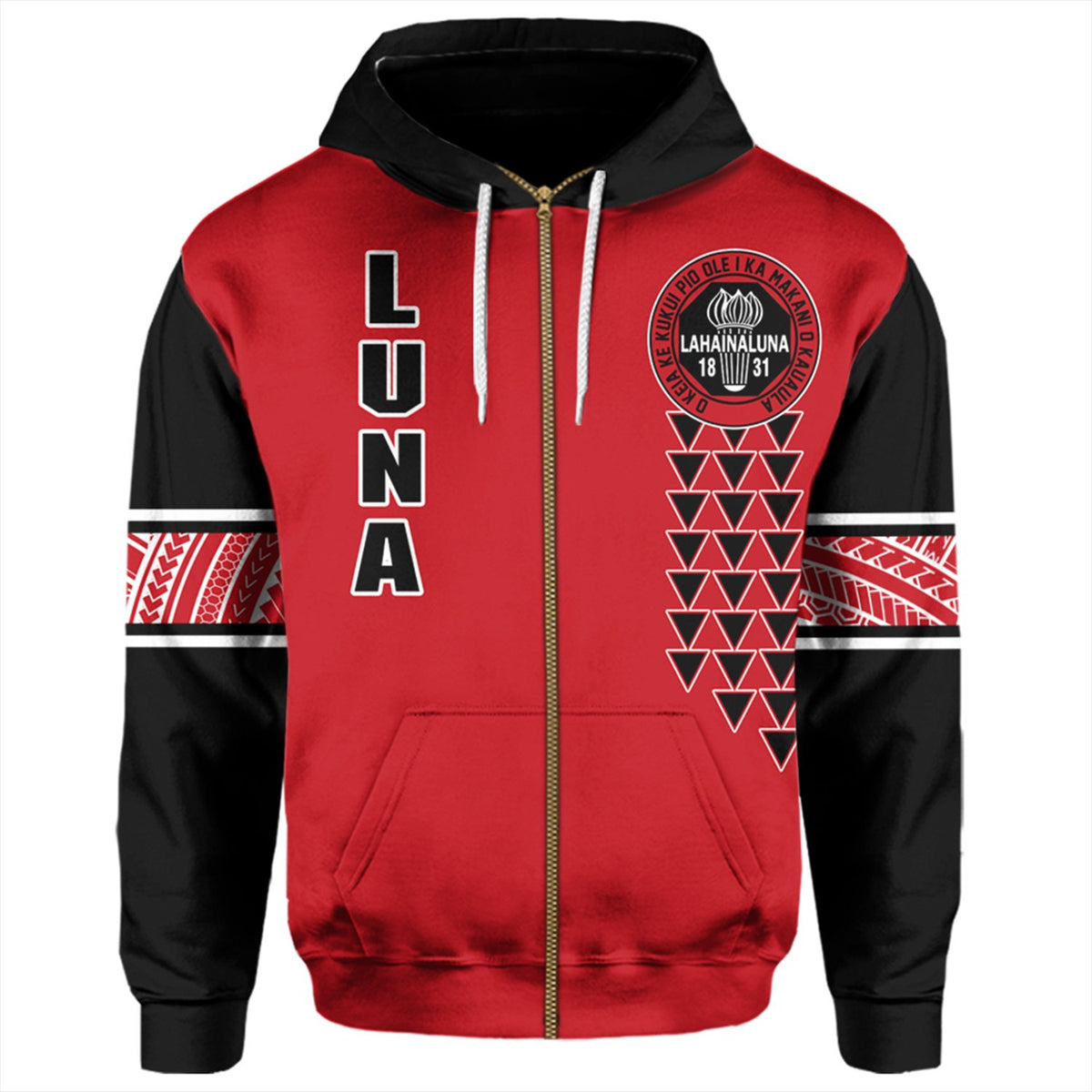 Custom Hawaii Hoodie Lahainaluna High Custom Your Class Zip Hoodie - Polynesian Pride
