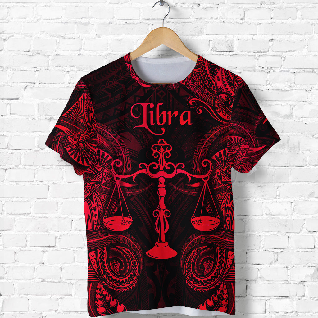 Libra Zodiac Polynesian T Shirt Unique Style Red LT8 - Polynesian Pride
