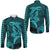 (Custom Personalised) Hawaii Hawaii Long Sleeve Button Shirt Shark and Turtle Mix Kakau Turquoise LT9 Unisex Turquoise - Polynesian Pride