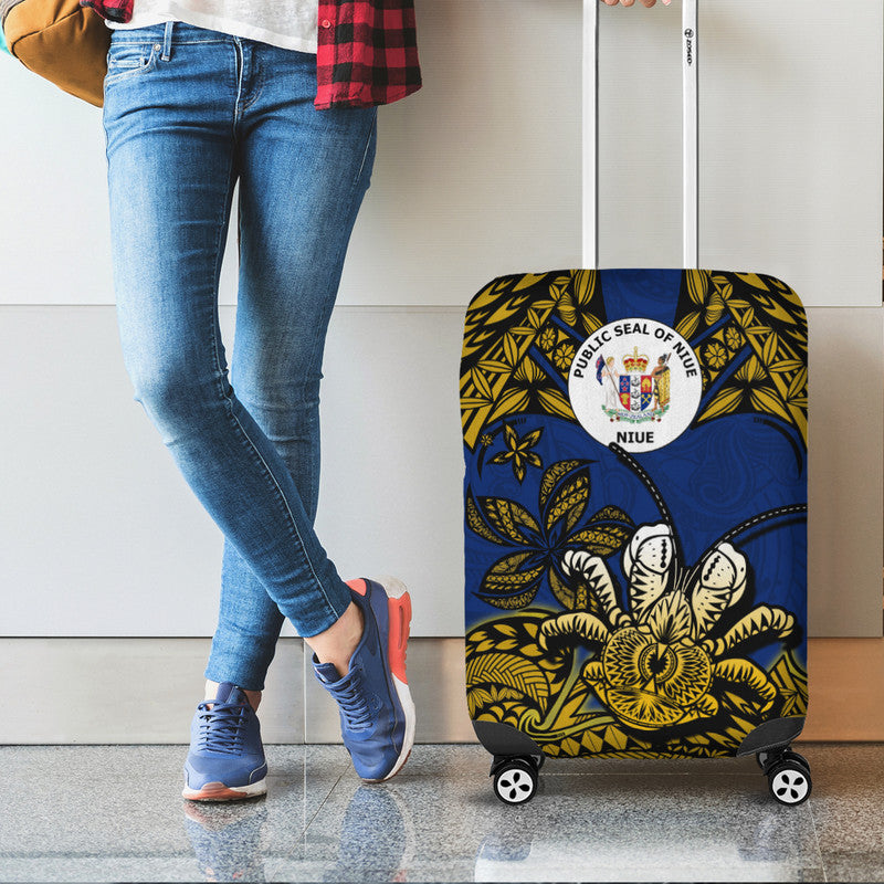 Niue Uga Luggage Cover Tribal Patterns Blue Style LT6 - Polynesian Pride