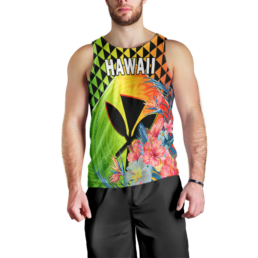 Hawaii Men Tank Top Hawaiian Tribal Kanaka Maoli Hibiscus LT14 - Polynesian Pride