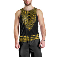 (Custom Personalised) Polynesian Men Tank Top Dashiki With Polynesian Tattoo Royal Golden Version LT14 - Polynesian Pride