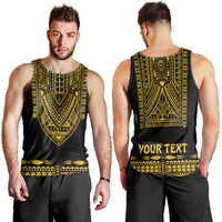 (Custom Personalised) Polynesian Men Tank Top Dashiki With Polynesian Tattoo Royal Golden Version LT14 Black - Polynesian Pride