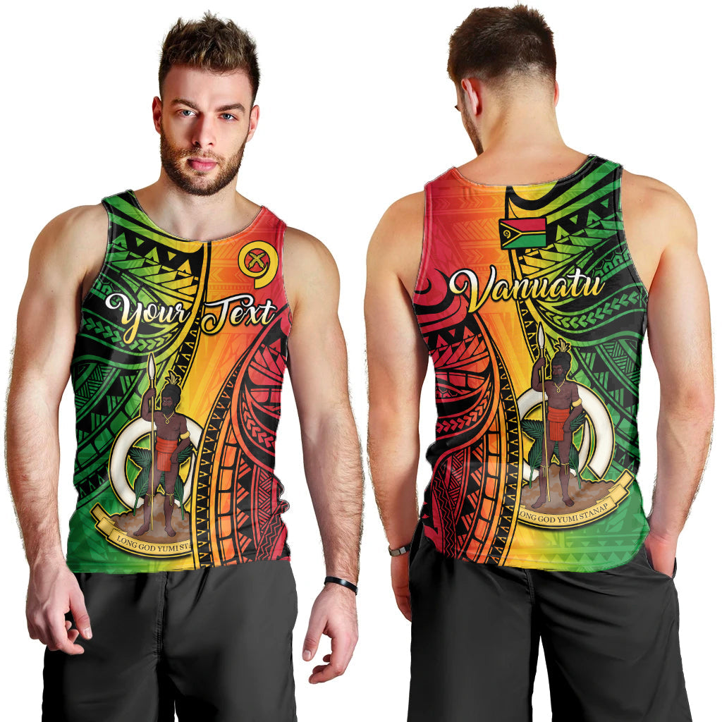 (Custom Personalised) Vanuatu Men Tank Top Luganville Polynesian Reggae Coat Of Arms LT14 Reggae - Polynesian Pride