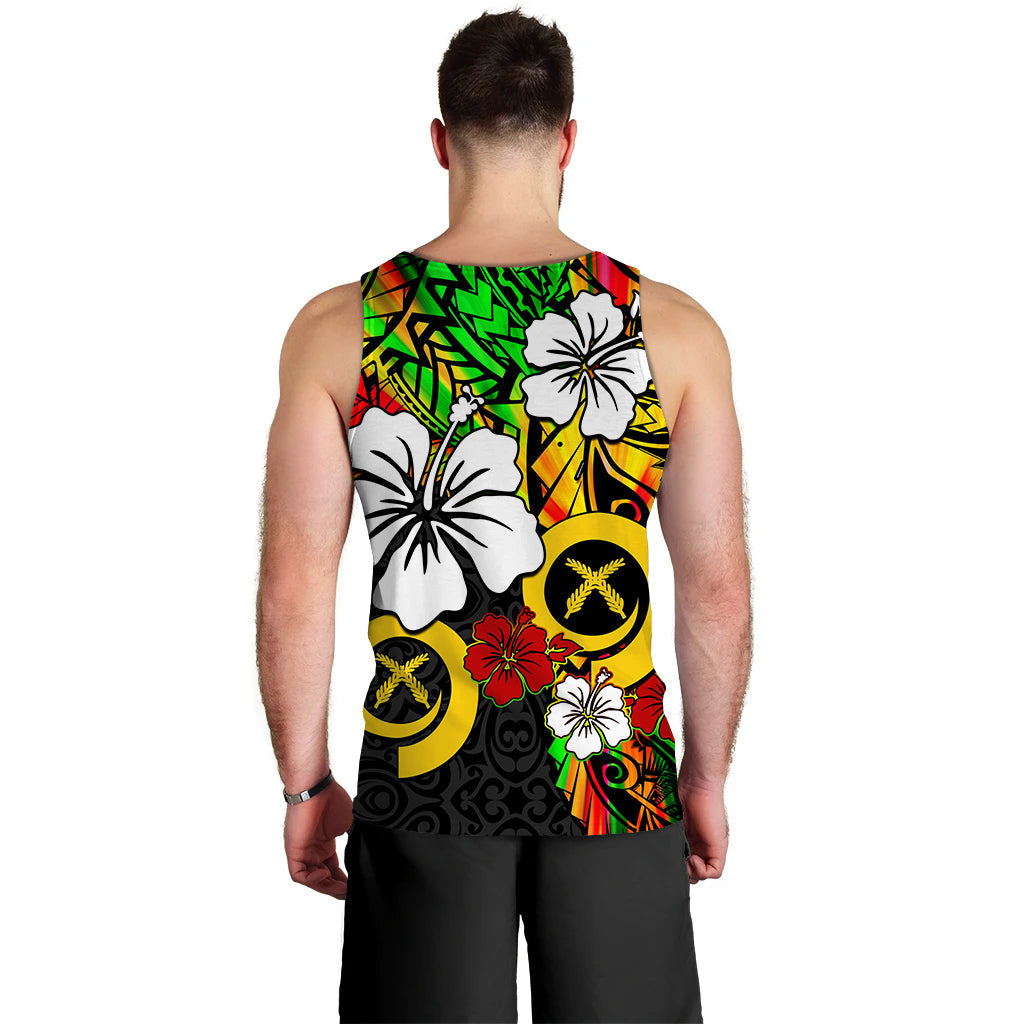 Vanuatu Men Tank Top Polynesia Tie Dye Hibiscus Flowers LT13 - Polynesian Pride