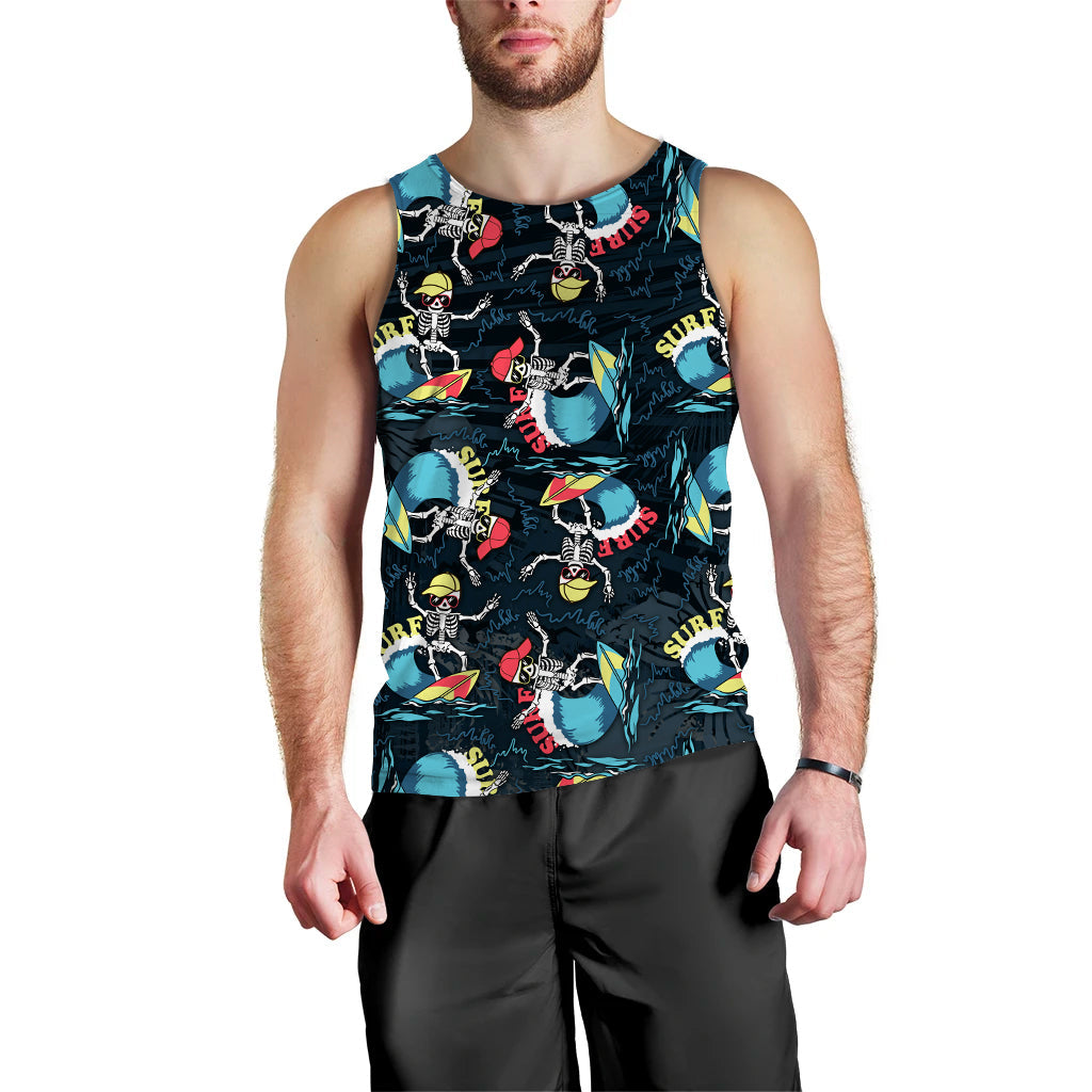 Hawaii Skeleton Surf Men Tank Top Halloween Hawaiian Tribal LT13 - Polynesian Pride