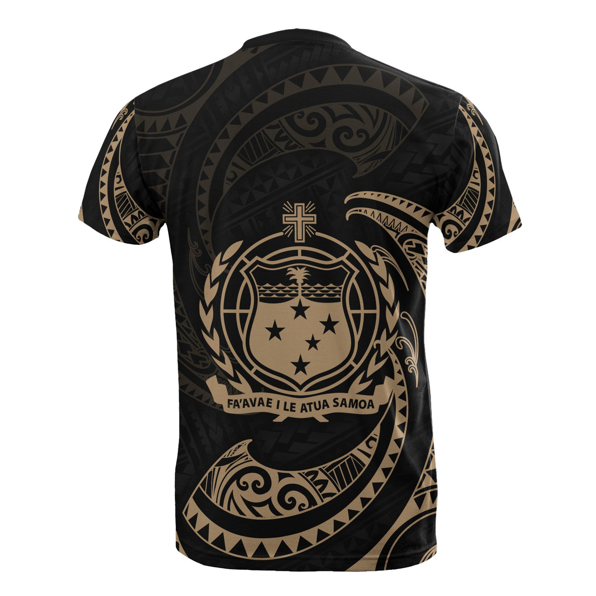 Samoa Polynesian All Over T Shirt Gold Tribal Wave - Polynesian Pride