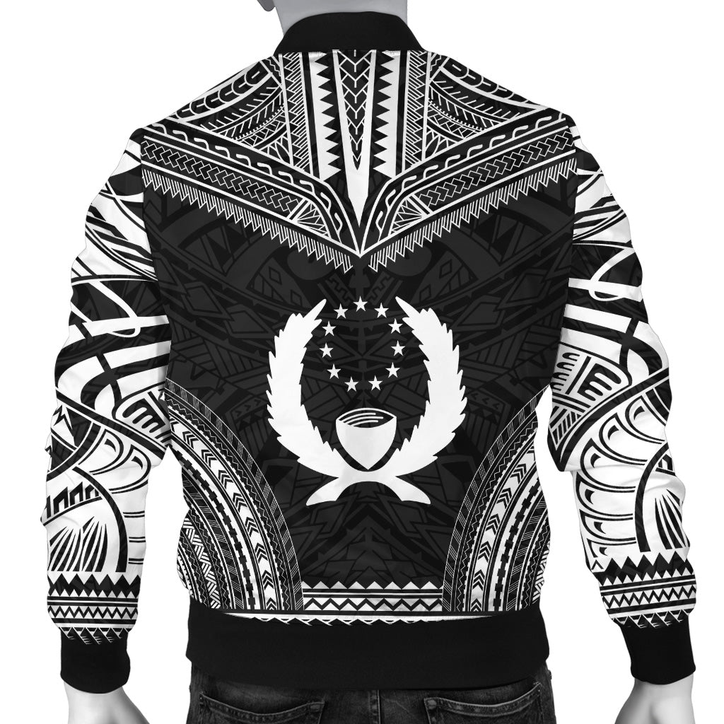 Pohnpei Polynesian Chief Sleeve Zip Bomber Jacket - Black Version - Polynesian Pride