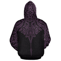 New Zealand Hoodie Manta Maori Ta Moko Purple - Polynesian Pride