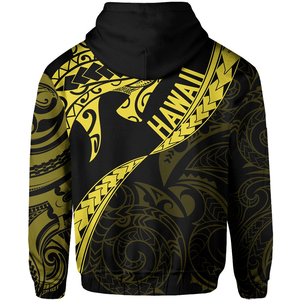 Hawaiian Kanaka Hoodie (Zipper) Mano Kihikihi Yellow - Polynesian Pride