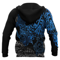 Tonga Polynesian Hoodie Blue Turtle Flowing - Polynesian Pride
