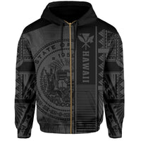 Polynesian Seal of Hawaii Zip Hoodie Gray NRP Style - Polynesian Pride