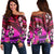 Hawaii Plumeria Polynesian Women Off Shoulder Sweater - Hope - Purple - AH Purple - Polynesian Pride