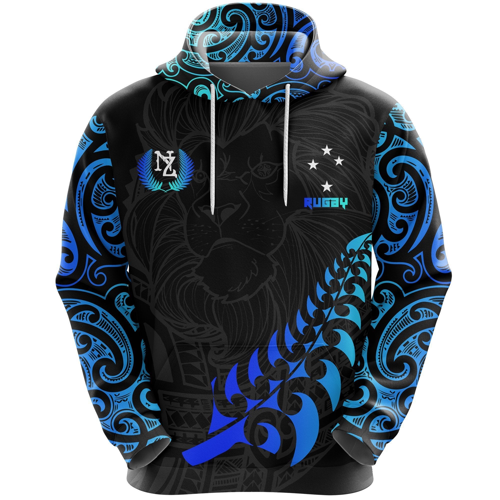 New Zealand Maori Rugby Lion Hoodie Black - Polynesian Pride
