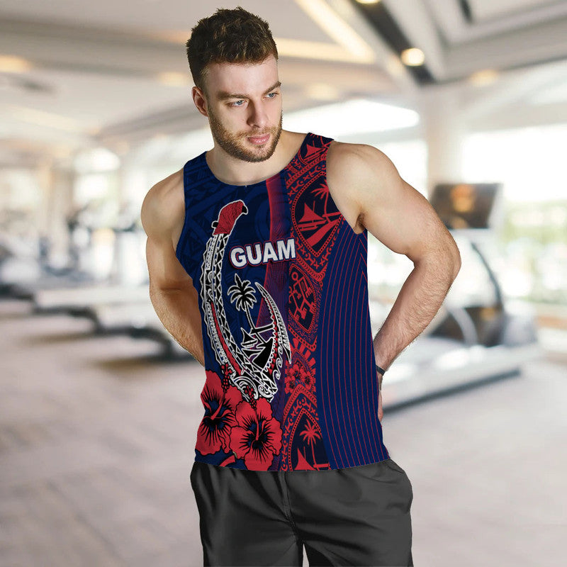 Guam Fish Hook Men Tank Top Flag Color Style LT6 - Polynesian Pride